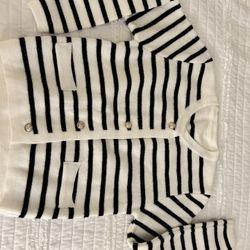 Striped Button Front Cardigan