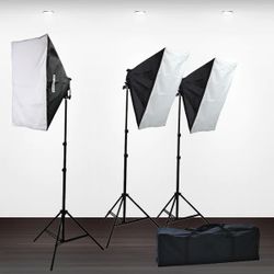 ephotoinc 3 Softbox Video Studio Photo Lighting with Case for ChromaKey Photography Video
