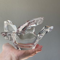 Vintage Princess House Fine French Crystal Glass Bird Dove Figurine Candy Bowl