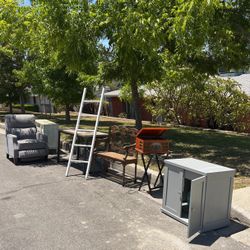FREE Curbside Noon Until 3 Pm… Furniture, Tables, Chairs, Recliner, Buffay Table Electronics