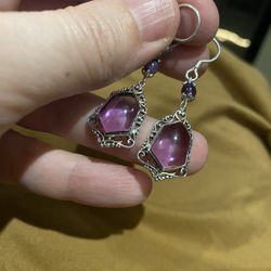 Artisan Crafted Amethyst Dangle Earrings - new