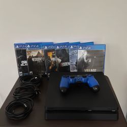 PS4 With Blue Controller, Games And Accessories. (Use)(Good Conditions)