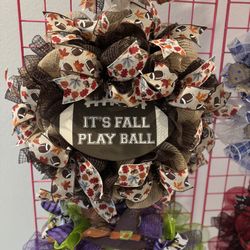 Handmade Fall Sports Wreath – Baseball Themed Door Decor