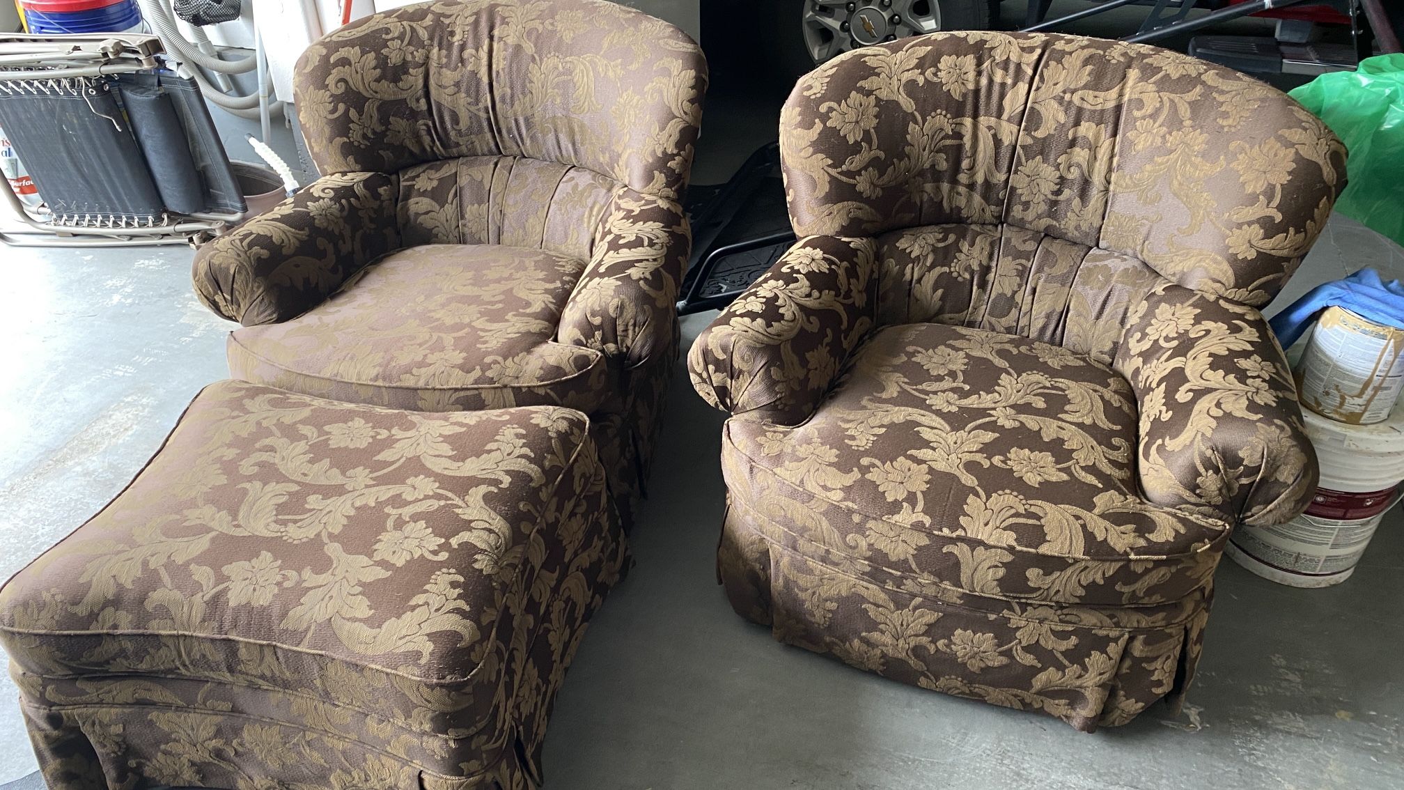 Plush and Wide Chairs, Ottoman - BOGO