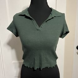 Green Cropped Polo