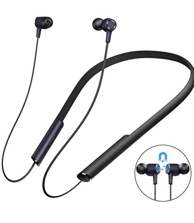 Bluetooth Headphones Wireless Earbuds Wireless Neckband Headset w/Noise Cancelling and in-Ear Stereo Incoming Call Voice Alert for Cell Phone/Tablets