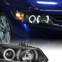 06-11 Honda Civic Si FG2 Black Housing Dual Halo LED Headlights 