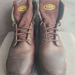 Wolverine Brown Leather Steel Toe Waterproof Work Boot Shoes Men size 11d