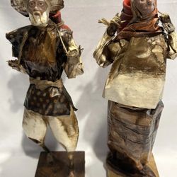 Vintage Handmade Paper Mache Folk Art Man and Woman 13”