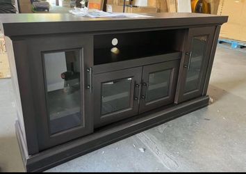 OLD CAPTAIN Farmhouse TV Stand up to 65 inch with Glass Door and Adjustable Shelf for Living Room, 60 inch (Classic)
