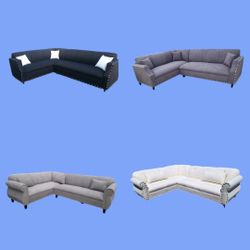 NEW 7X9FT SECTIONAL COUCHES,DOMINO BLACK, LIGHT GREY ,BROWN LEATHER, WHITE LEATHER Sofa.more Colors Avail