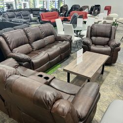 Living Room 3Pcs Recliner Set / Juego De 3 Piezas Reclinables Para La Sala De Estar 