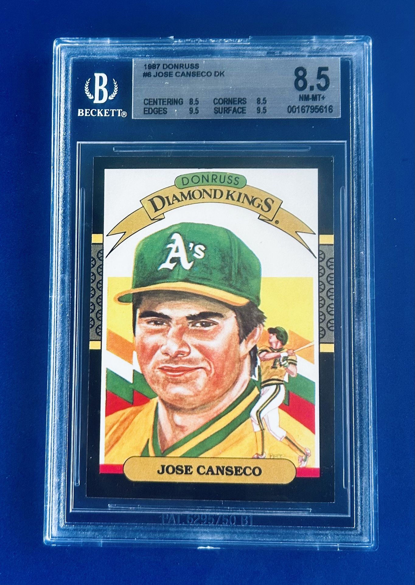 1987 Donruss Jose Canseco Baseball Card Graded Beckett 8.5