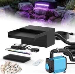 8inch Pond Waterfall Spillway With RGB LED Lights & 660GPH Pond Pump