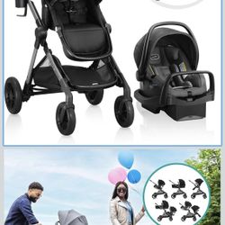 Evenflo Pivot Xpand Modular Travel System with LiteMax Infant Car Seat with Anti-Rebound Bar (Sabino Gray)