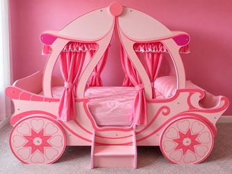 Pink Princess Carriage Kids Bed Frame