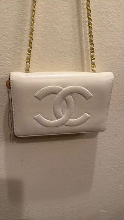 Chanel CC White Leather Chain Shoulder Bag