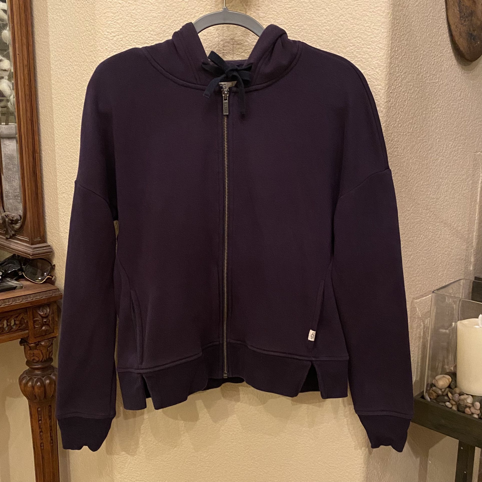 UGG Women Navy Fleece Lined Zipped Hoodie Jacket Size Medium