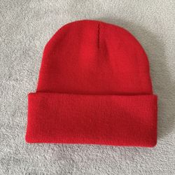 Red Knit Beanie Hat