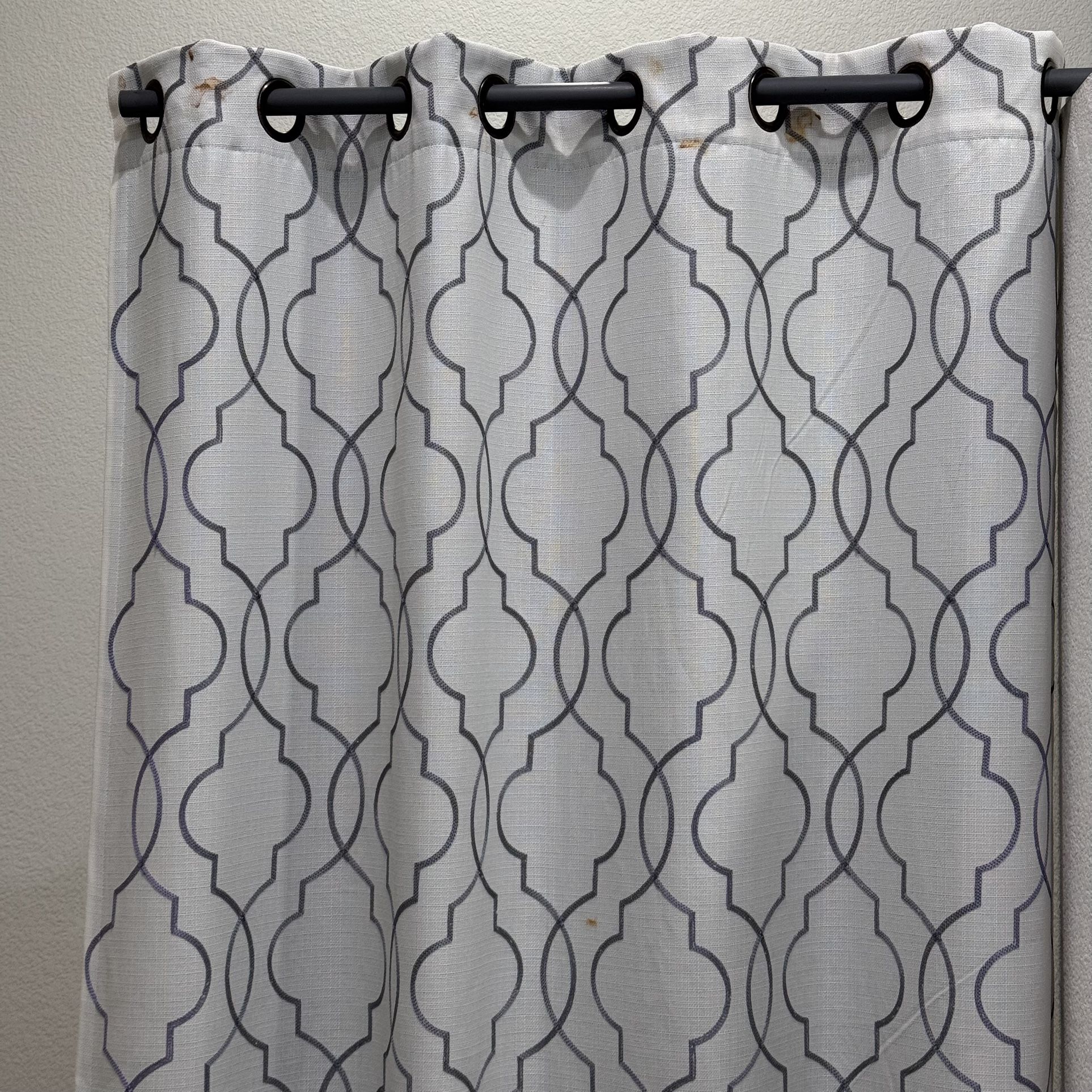 Blackout Window Curtain White/Gray Geometric 50x95 Bundle 6 Panels