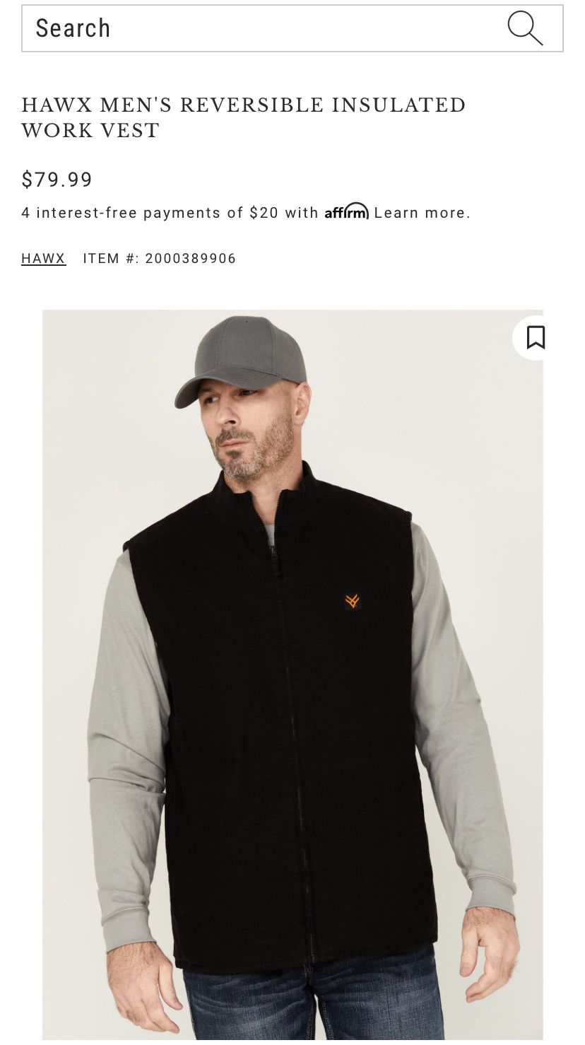Hawx Men’s Work Vest Reversible- Size XL