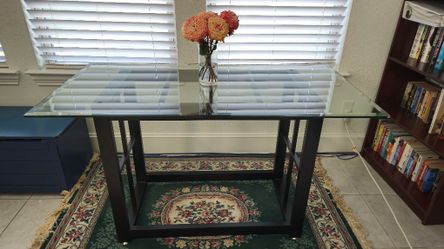 Glass Top Black  Metal Stand 