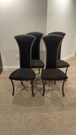 Set of 4 High-Back Upholstered Dining Chairs