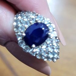 Genuine Sapphire and blue topaz ring