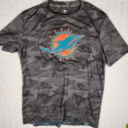 Used Fanatics Sport XL T-Shirt Gray Camoflouge Miami Dolphins NFL Football  XL