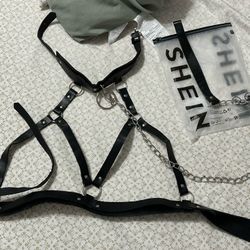 Leather Top With Leash. NEVER USED. 