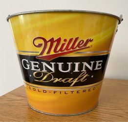 Vintage metal miller genuine drafted beer ice bucket .