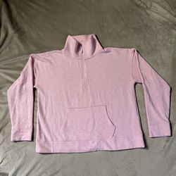 Like New Vineyard Vines Ladies Pink & Slightly Cropped Quarter-Zip Sweatshirt, Size Medium.