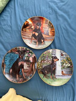 Doberman Dog Collector Plates Set of 3