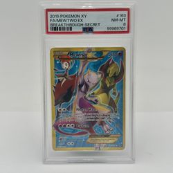 2015 Pokemon XY Breakthrough Mewtwo Secret Rare Set #163 PSA 8 & #164 PSA 7