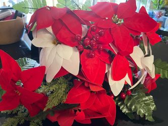 Artificial Poinsettia Christmas Floral Arrangement