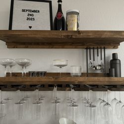 Wood Wall Mounted  Wine Rack Shelves 