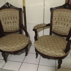 CHAIRS/HIS N HERS MAHOGANY WOOD CHAIRS SET