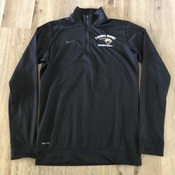 Nike Woman's Dri-fit 1/2 Zip Pullover Size S Black Cardinal Mooney Basketball 707448-010   Top is in good used condition with no damage, rips or stain