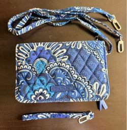 Vera Bradley Quilted Crossbody Bag Blue Floral