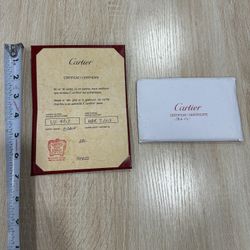 CARTIER JEWELRY WARRANTY CERTIFICATE 2013  / 18K Gold or Platinum