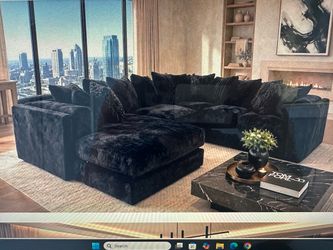 Brand new black plush sectional