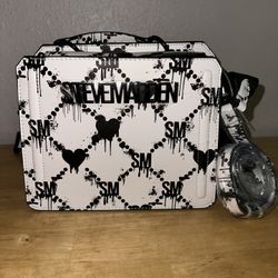 Steve Madden Bevelyn Satchel Halloween Edition White and Black Dripping Hearts