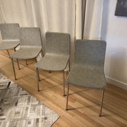 CB2 Strut Leather Dining Chairs Gray