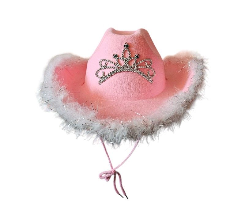 Cowgirl Light Up Blinking Tiara Hat Sequin Trimmed For Girls Fun Shiny Cowgirl