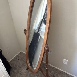 Vintage Wood Standing Mirror