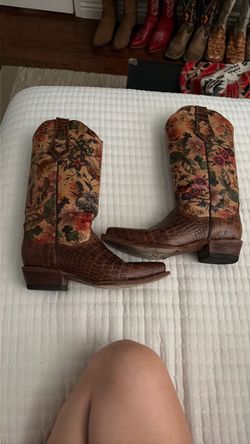 Floral print cowboy boots