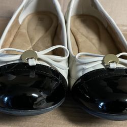White Mountain Womens Cream Moon Dance Black Ballet Flats Quilted Shoes Size 7M