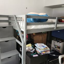 Twin Loft Bed With Mattress And Sheets