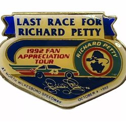 1992 Richard Petty Last Race North Wilkesboro Motor Speedway Pontiac STP Lapel Hat Pin