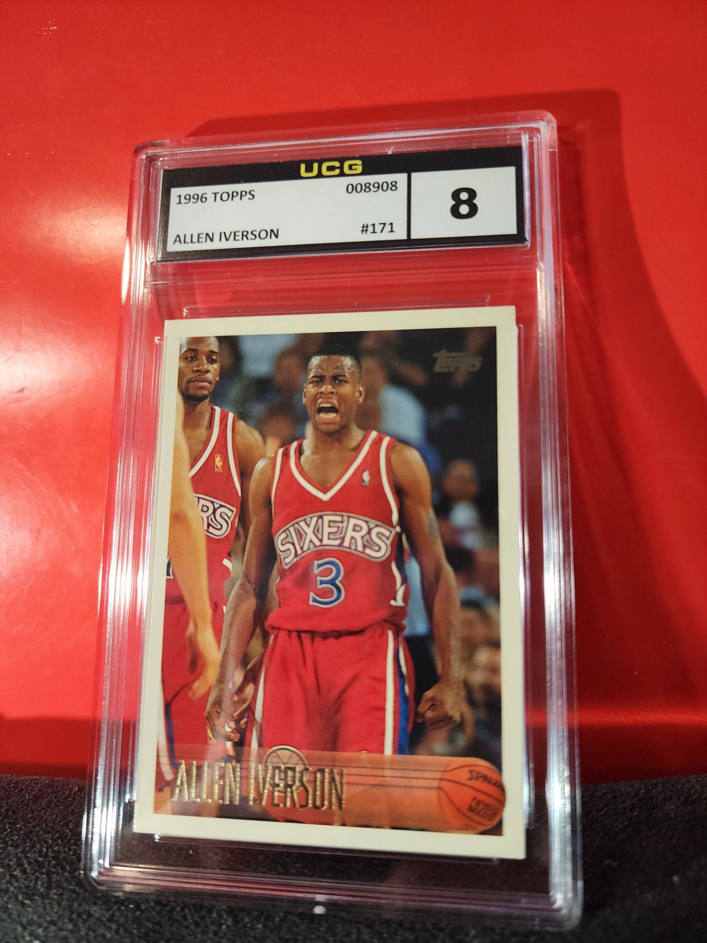 1996-97 Topps # 171 Allen Iverson Rookie Basketball Card UCG NM-MT 8